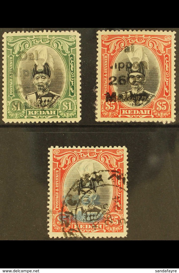 REVENUES. KEDAH 1942 $1 & $5 Values Mint With Black "Dai Nippon 2602 Malaya" Large 4-line Handstamped Overprint, Also Th - Other & Unclassified