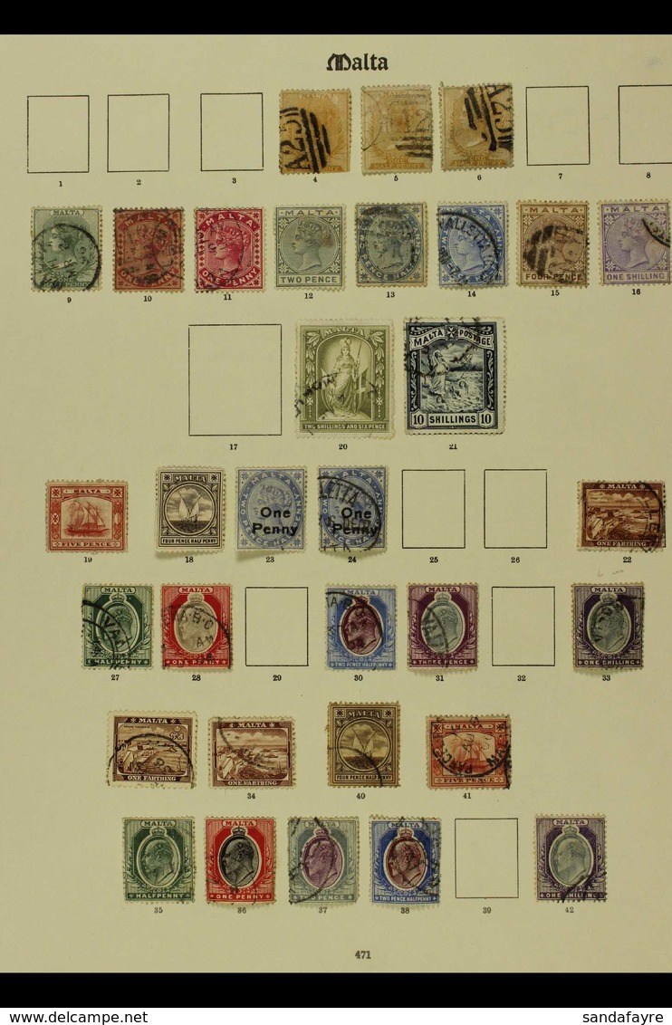 1863-1935 USED COLLECTION Presented On Dedicated Album Pages. Inc QV Values To 10s, KEVII To Various 1s, KGV Ranges To 1 - Malta (...-1964)