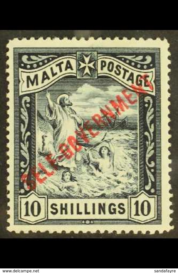 1922 10s Blue-black, Wmk CC, Ovptd "Self Government", SG 105, Very Fine And Fresh Mint. For More Images, Please Visit Ht - Malta (...-1964)