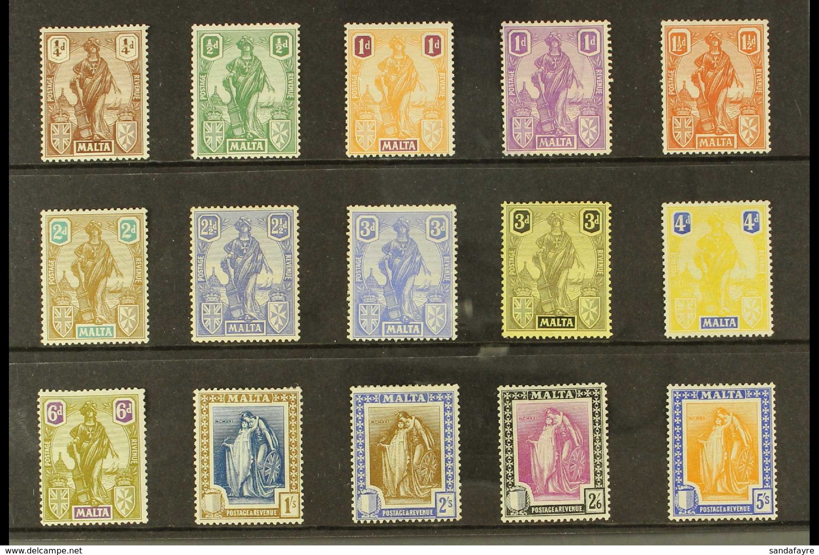 1922-26 Complete Set To 5s, SG 123/37, Fine Mint (15 Stamps) For More Images, Please Visit Http://www.sandafayre.com/ite - Malte (...-1964)