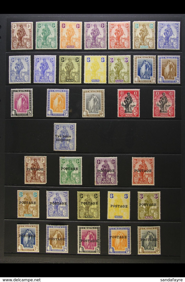 1922-26 MINT MELITA & BRITANNIA COLLECTION Presented On A Stock Page. Includes 1922-26 Complete Set With BOTH Watermarke - Malte (...-1964)