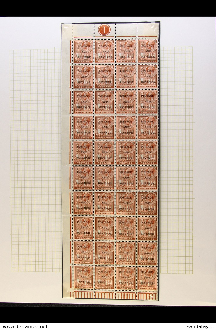 1928 1½d Chestnut Overprint, SG 178, Never Hinged Mint BLOCK Of 40 (three Vertical Columns From The Left Of The Sheet) W - Malte (...-1964)