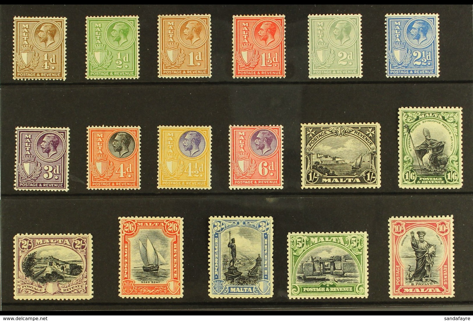 1930 Inscribed "POSTAGE & REVENUE" Complete Set, SG 193/209, Fine Mint. (17 Stamps) For More Images, Please Visit Http:/ - Malte (...-1964)