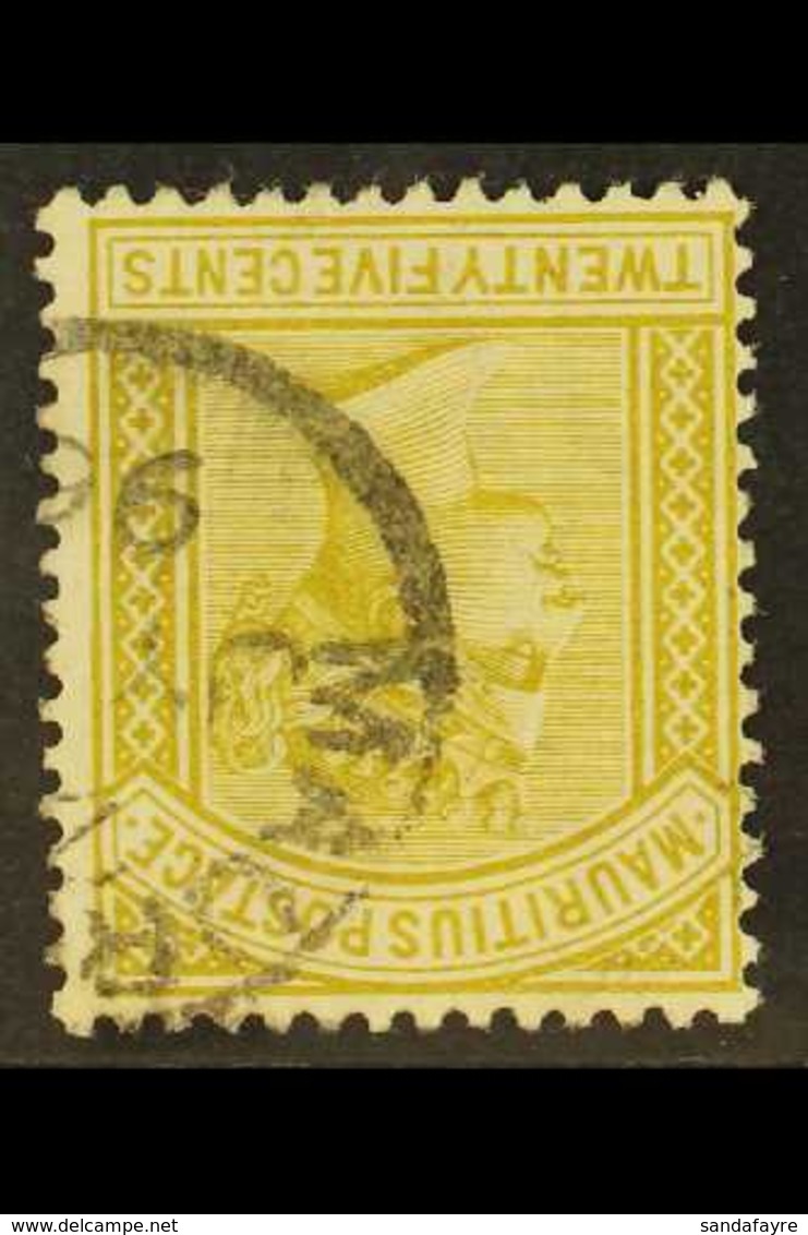 1883-94 25c Olive-yellow WATERMARK INVERTED Variety, SG 110w, Very Fine Cds Used, Fresh. For More Images, Please Visit H - Mauritius (...-1967)