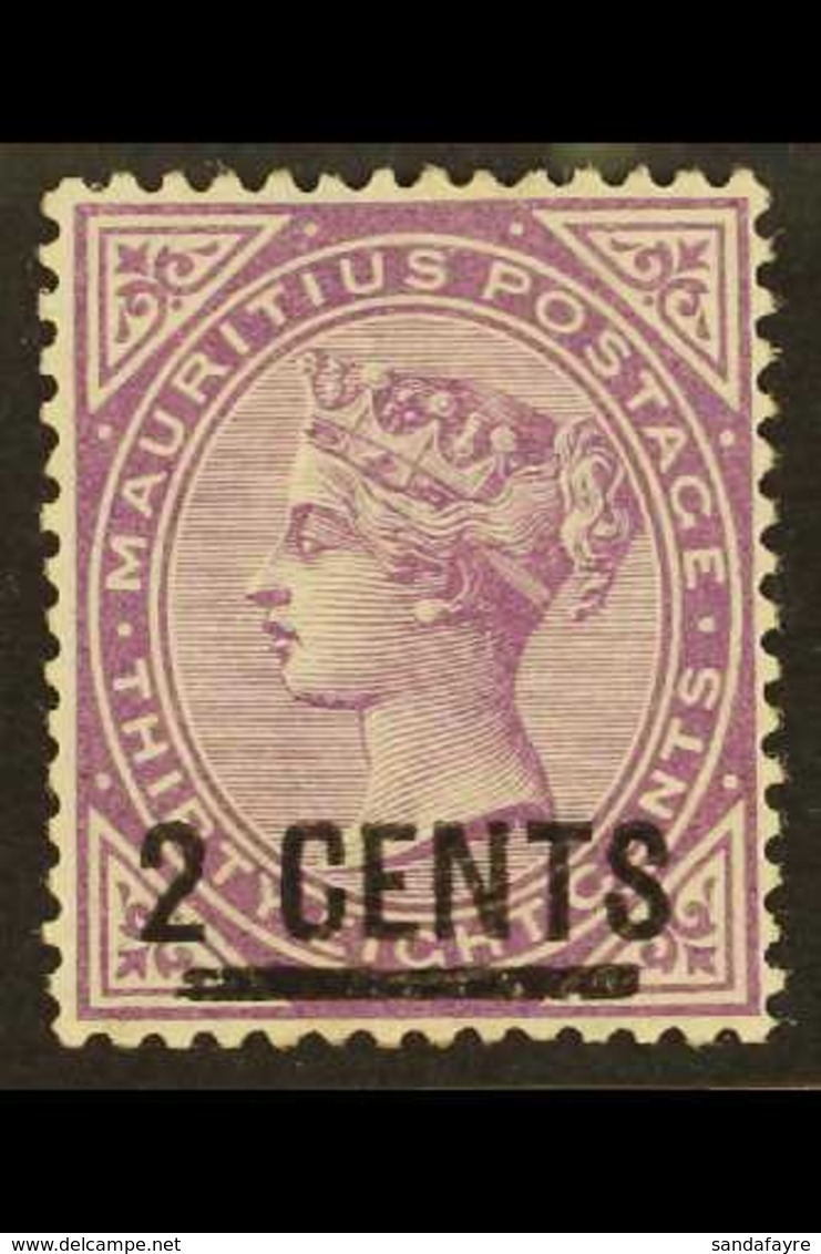 1886 2c On 38c Bright Purple, SG 116, Good To Fine Mint  For More Images, Please Visit Http://www.sandafayre.com/itemdet - Mauritius (...-1967)