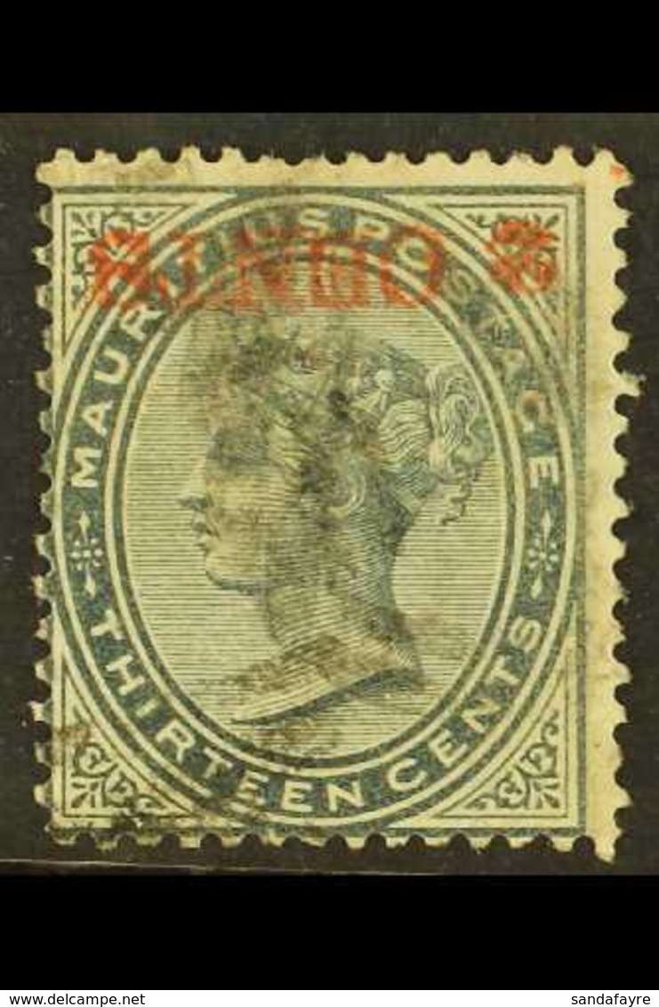 1887 2c On 13c Slate, SURCHARGE INVERTED, SG 117a, Good Used. For More Images, Please Visit Http://www.sandafayre.com/it - Mauritius (...-1967)