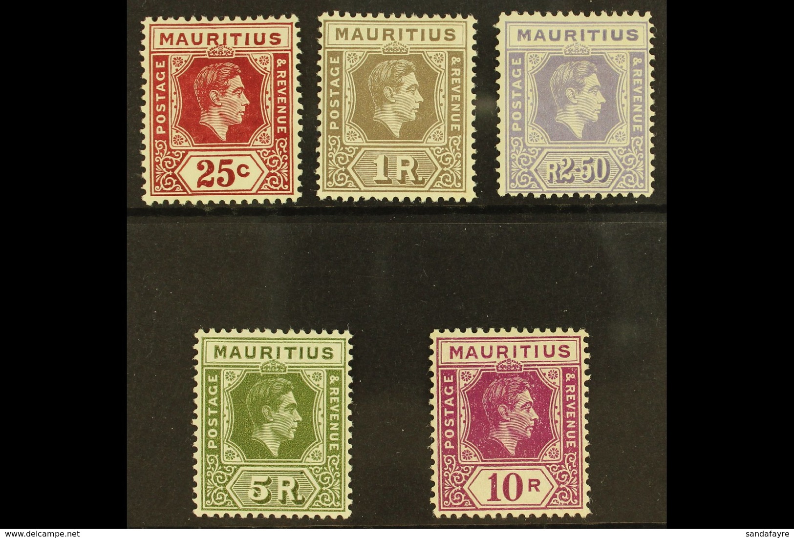 1938-49 Ordinary Paper Set, SG 259b/63a, Very Fine Mint (5 Stamps) For More Images, Please Visit Http://www.sandafayre.c - Mauritius (...-1967)