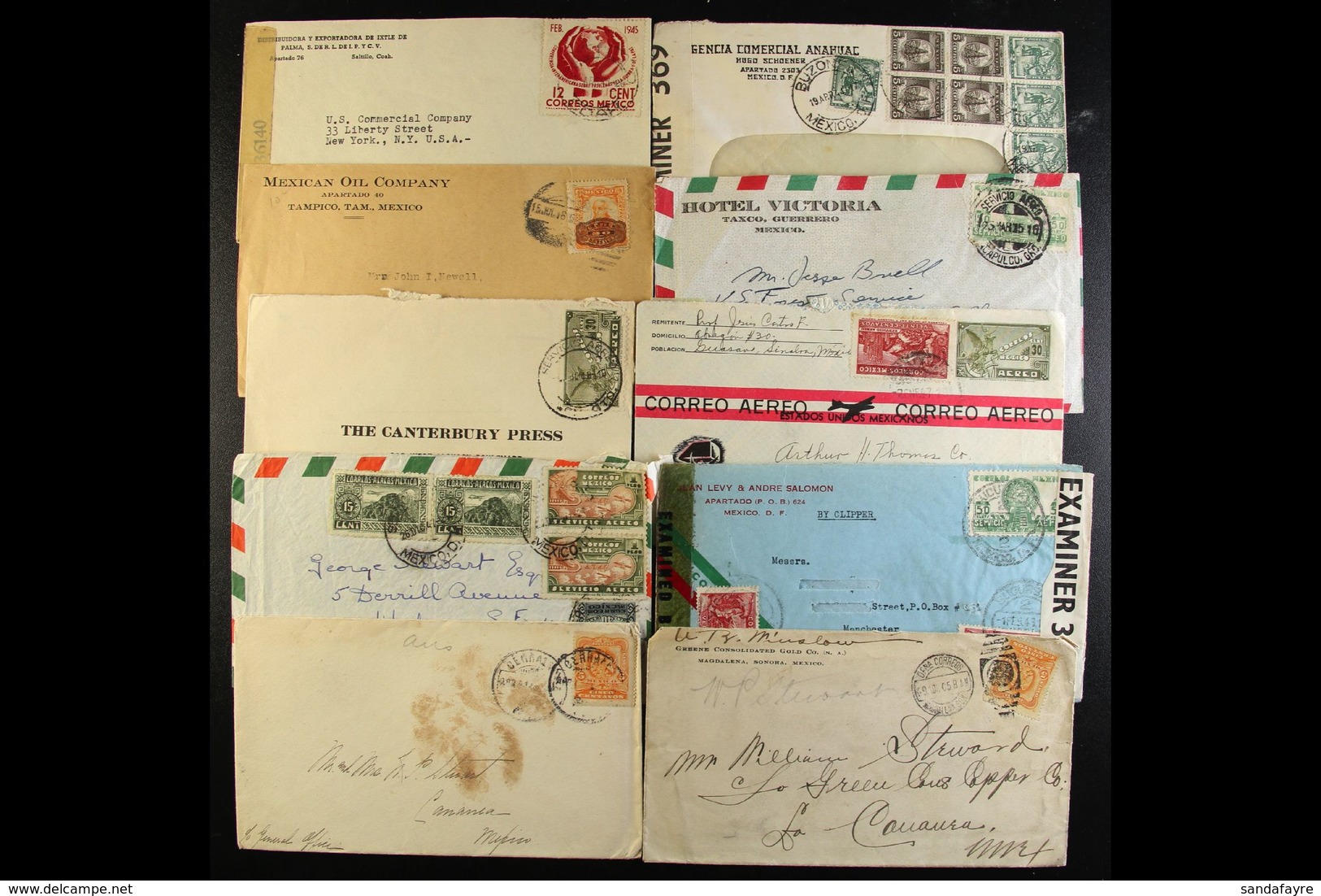 1900's To 1950's COMMERCIAL COVERS Interesting Accumulation, Includes A Few Cards And Fronts. Note Useful Flown And Regi - Mexico