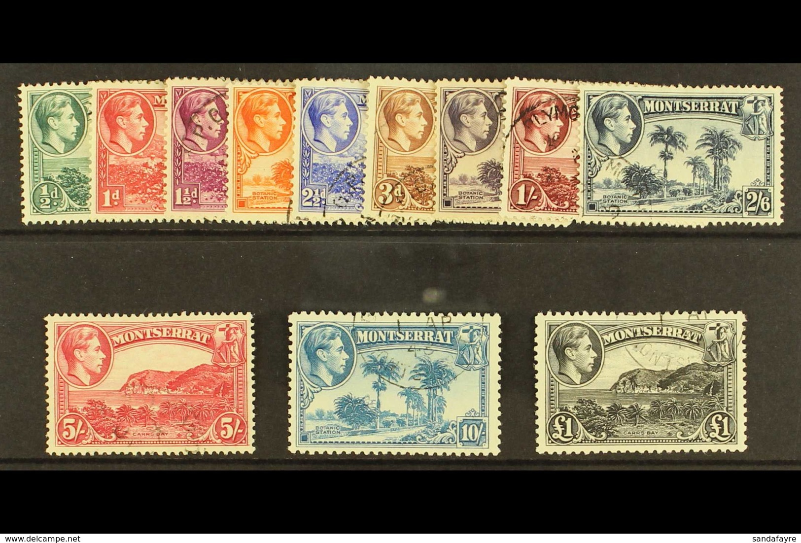 1938-48 Complete Definitive Set, SG 101a/112, Very Fine Used. (12 Stamps) For More Images, Please Visit Http://www.sanda - Montserrat