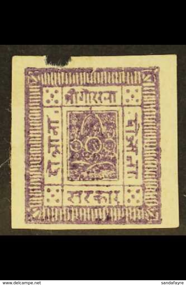 1881-85 2a Purple, Imperf On White Wove Paper (SG 5, Scott 5, Hellrigl 5), Position 48 Showing Cut In Top Frameline, Fin - Nepal