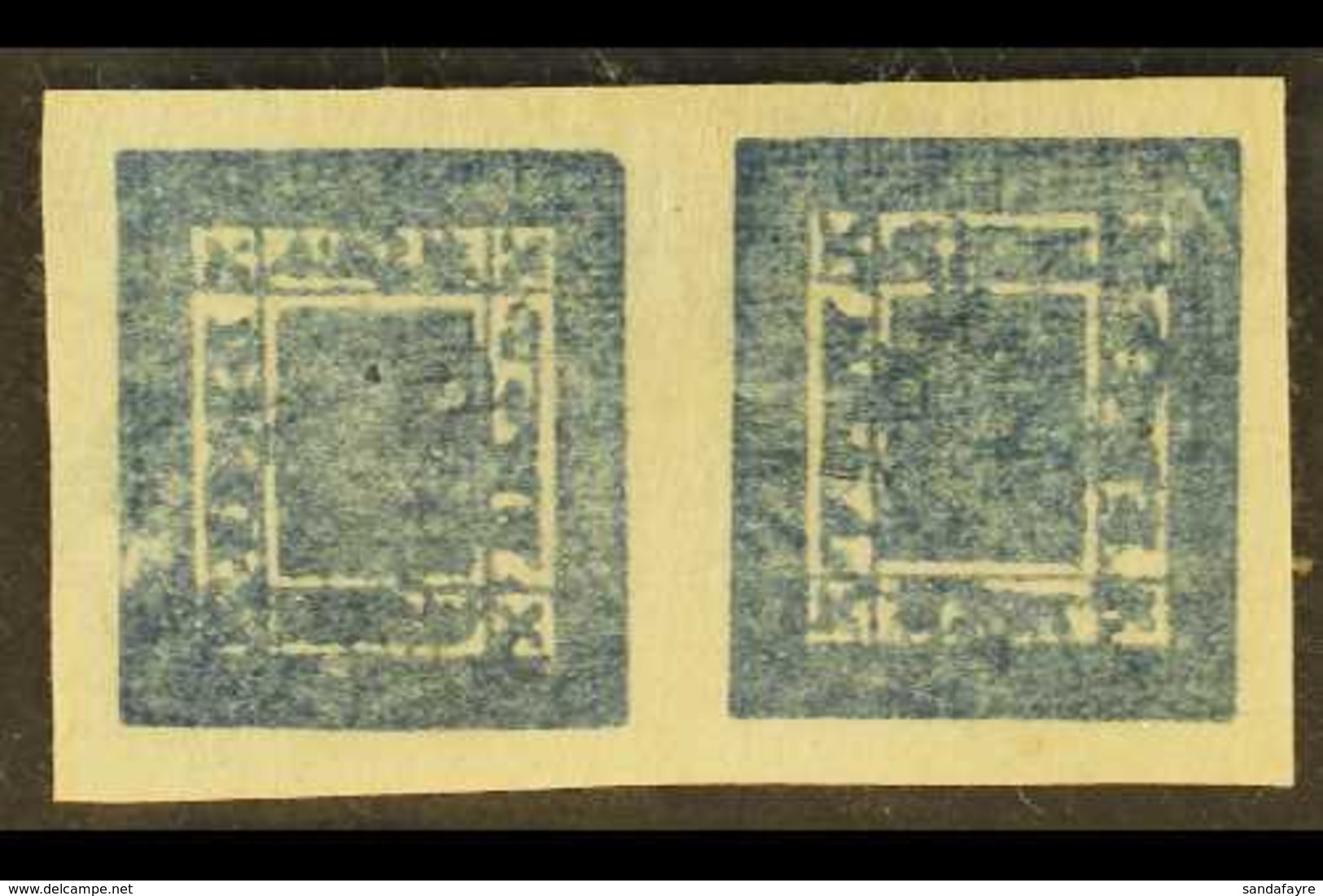 1886-98 1a Blue, Imperf On Native Paper, Horizontal TETE-BECHE PAIR (SG 7a, Scott 7a, Hellrigl 7c), Fine Unused With Lar - Népal