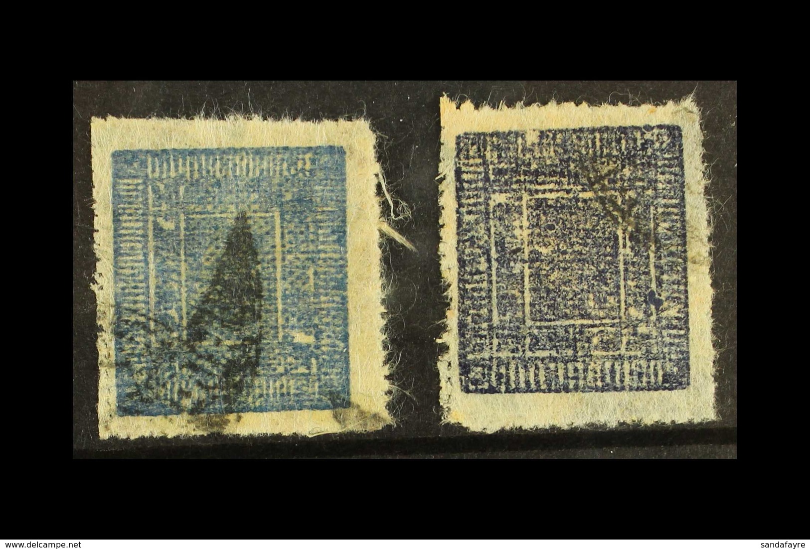 1901-17 1a Blue And 1a Ultramarine On Native Paper, Type II, Pin-perf, SG 28/29, Used. (2 Stamps)  For More Images, Plea - Népal