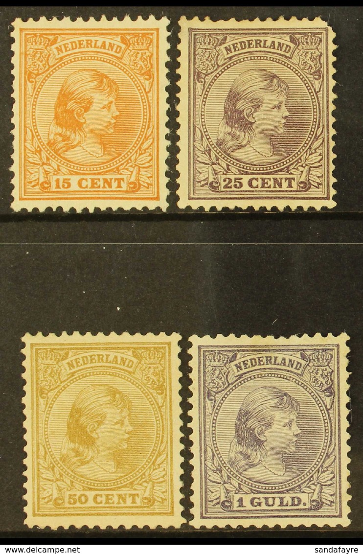 1891-94 Young Wilhelmina 15c, 25c, 50c And 1g (NVPH 39 & 42/44), Mint (regummed), Lovely And Fresh With Tiny Faults. (4  - Sonstige & Ohne Zuordnung