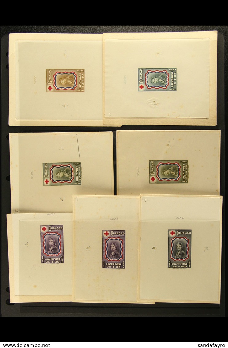 CURACAO PROOFS 1944 Red Cross Charity Stamps, Includes Master Die Proofs Of 10c+10c, 15c+15c, 50c+100c Plus Two Examples - Autres & Non Classés