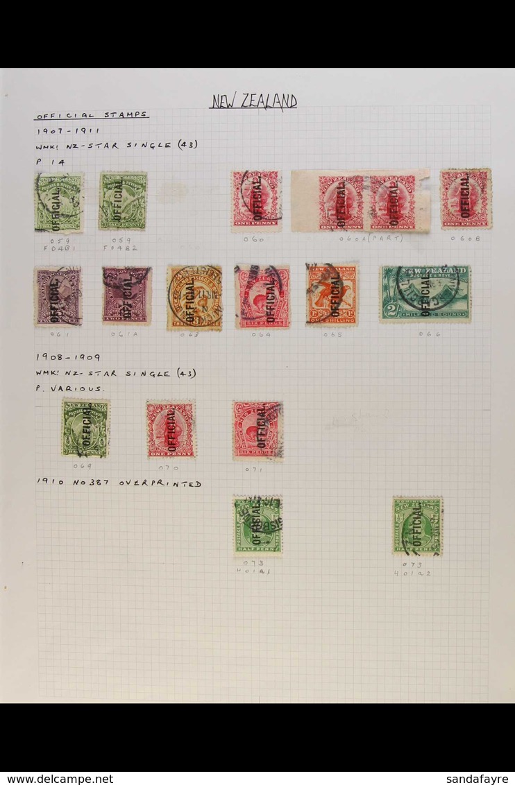 OFFICIALS 1907-1927 USED COLLECTION On Leaves, Inc 1907-11 Set To 2s Inc 1d Carmine Pair From Booklet, 1908-09 Set To 6d - Autres & Non Classés