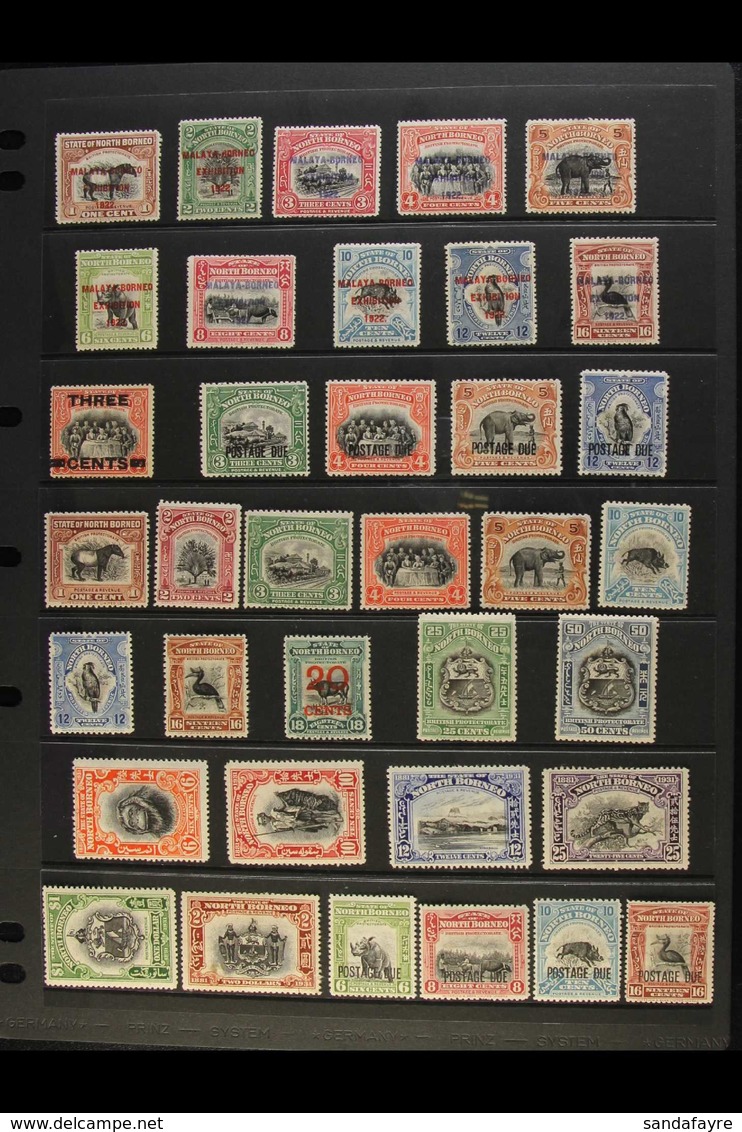 1918-38 MINT COLLECTION Presented On A Stock Page. Includes 1922 Malaya Borneo Exhibition Basic Set To 16c, 1925-28 (per - Bornéo Du Nord (...-1963)