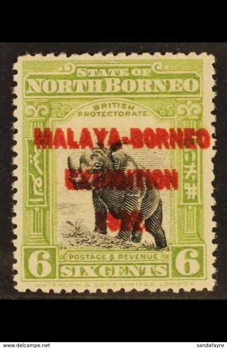 1922 6c Black And Apple- Green With EXHIBITION OVERPRINT DOUBLE, SG 260b, Very Fine Mint With BPA Certificate. For More  - Nordborneo (...-1963)