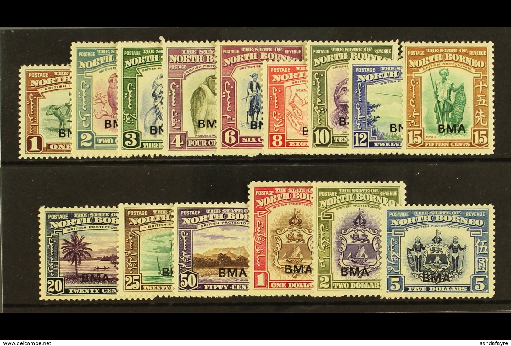 1945 "BMA" Ovpt Set Complete, SG 320/34, Very Fine Mint. (15 Stamps) For More Images, Please Visit Http://www.sandafayre - Bornéo Du Nord (...-1963)