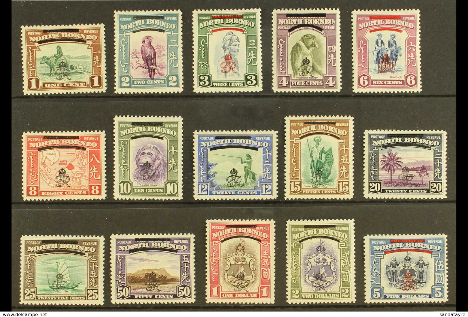 1947 Crown Colony Set, SG 335/49, Fine Mint (15 Stamps) For More Images, Please Visit Http://www.sandafayre.com/itemdeta - Bornéo Du Nord (...-1963)