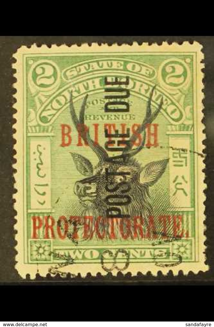 POSTAGE DUE 1902-12 2c Black & Green Overprinted Vertically Reading Upwards, SG D32, Fine Cds Used, Scarce. For More Ima - North Borneo (...-1963)