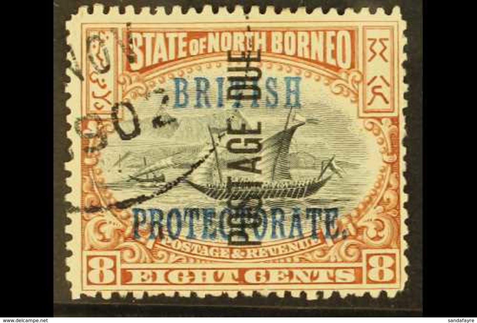 POSTAGE DUE 1901-02 8c Black & Brown Overprinted Vertically Reading Upwards, SG D35, Fine Cds Used, Fresh. For More Imag - North Borneo (...-1963)