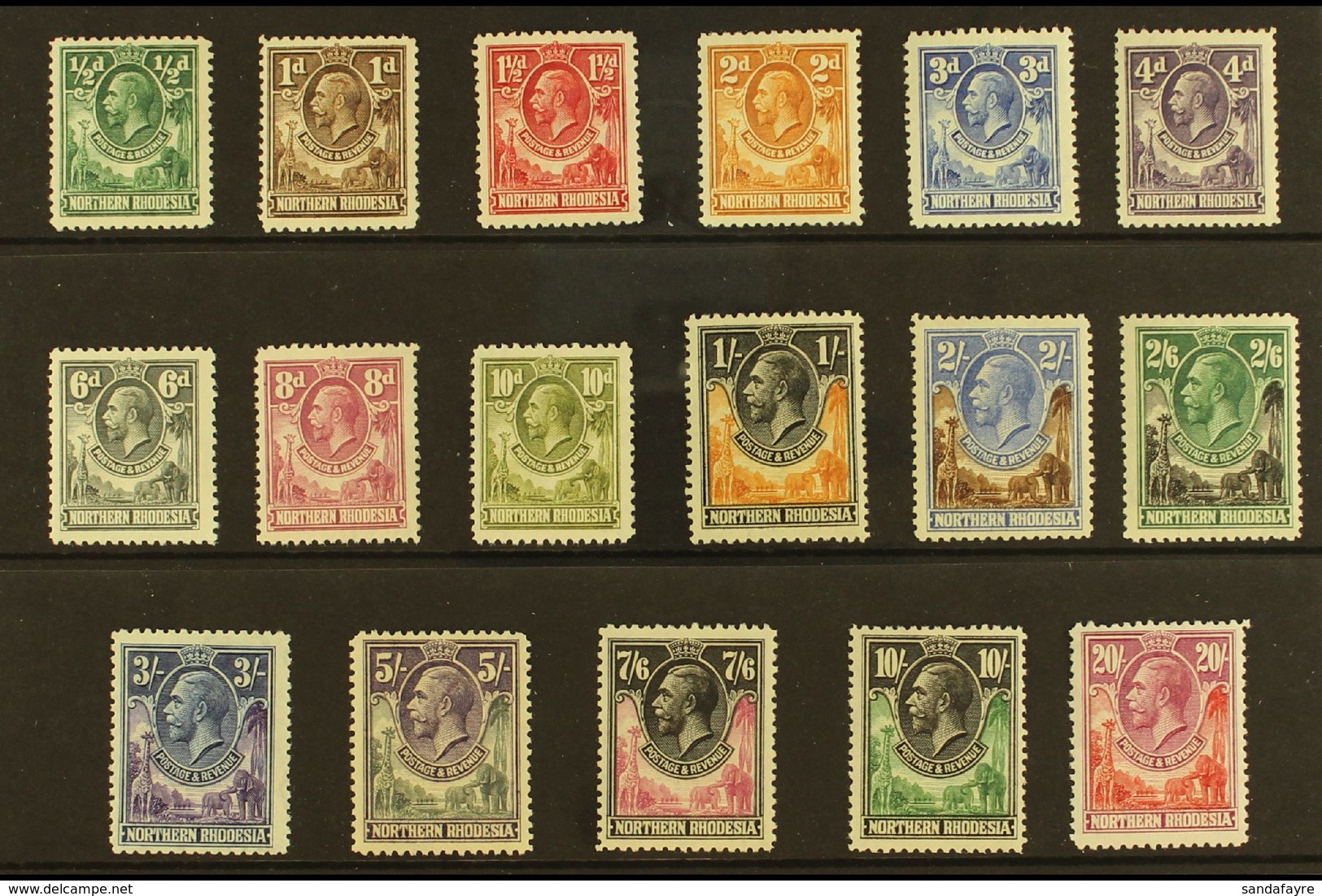 1925 Elephant And Giraffe Set Complete, SG 1/17, Very Fine And Fresh Mint. (17 Stamps) For More Images, Please Visit Htt - Nordrhodesien (...-1963)