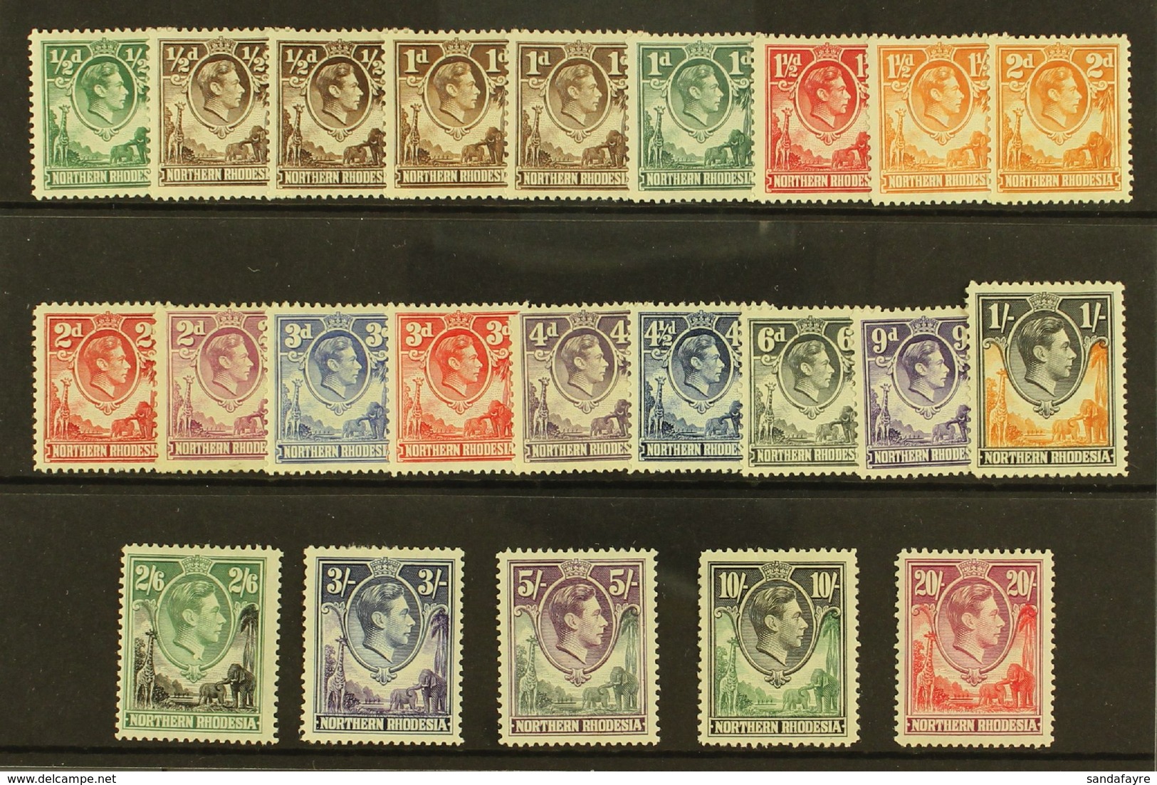 1938 Geo VI Set Complete To 20s, SG 25/45, Fine To Very Fine Mint, Odd Small Fault. (21 Stamps) For More Images, Please  - Nordrhodesien (...-1963)