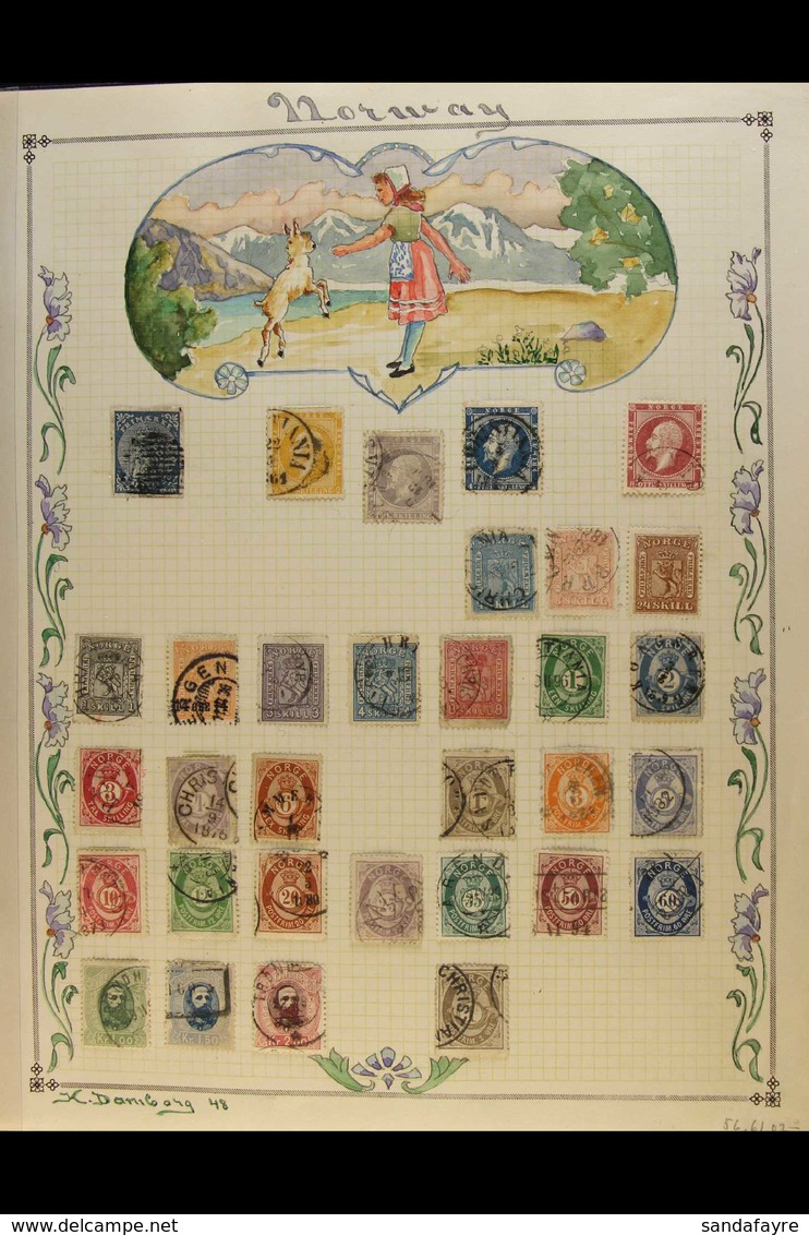 1855 - 1878 CLASSIC SELECTION Comprehensive Selection On Beautiful Hand Illustrated Page Including 1855 4s Blue, 1856 Os - Other & Unclassified