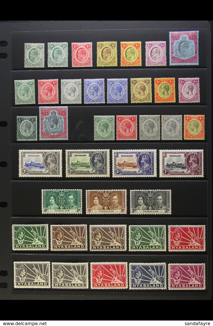 1908-1964 VERY FINE MINT COLLECTION Presented On Stock Pages & QEII On Album Pages. Includes 1908 Set To 2s6d, 1913-21 R - Nyasaland (1907-1953)