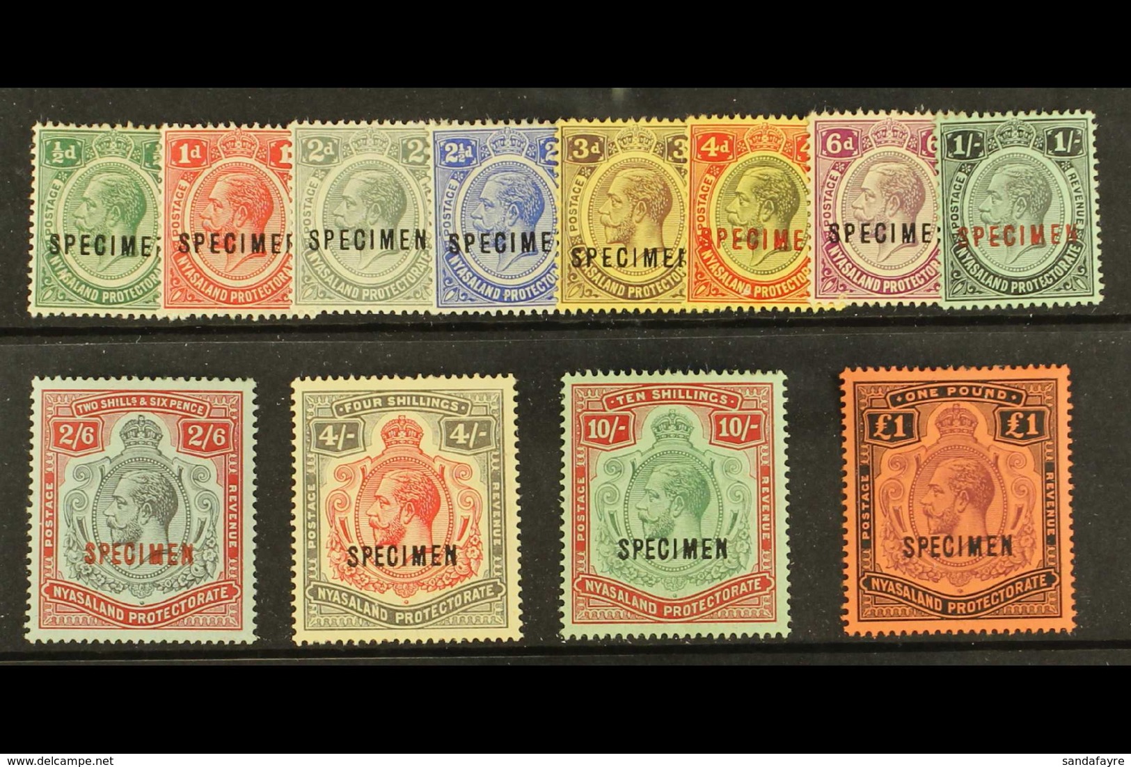 1913 Geo V Set, Wmk MCA, Overprinted "Specimen", SG 83s/98s, Very Fine Mint, Large Part Og. Scarce Set. (12 Stamps) For  - Nyassaland (1907-1953)