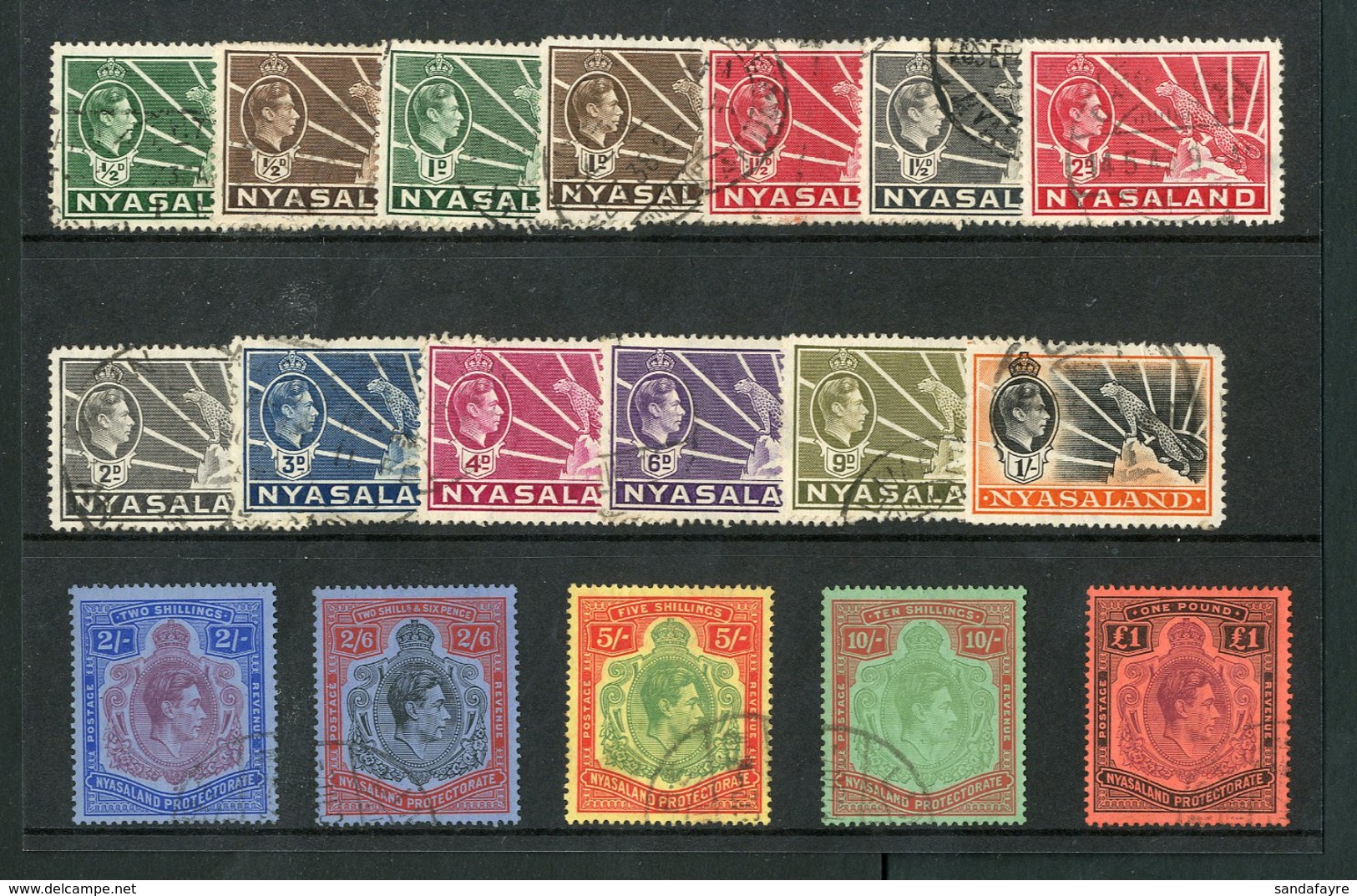 1938-44 KGVI Defin Set, SG 130/43, Fine Used (18 Stamps) For More Images, Please Visit Http://www.sandafayre.com/itemdet - Nyasaland (1907-1953)