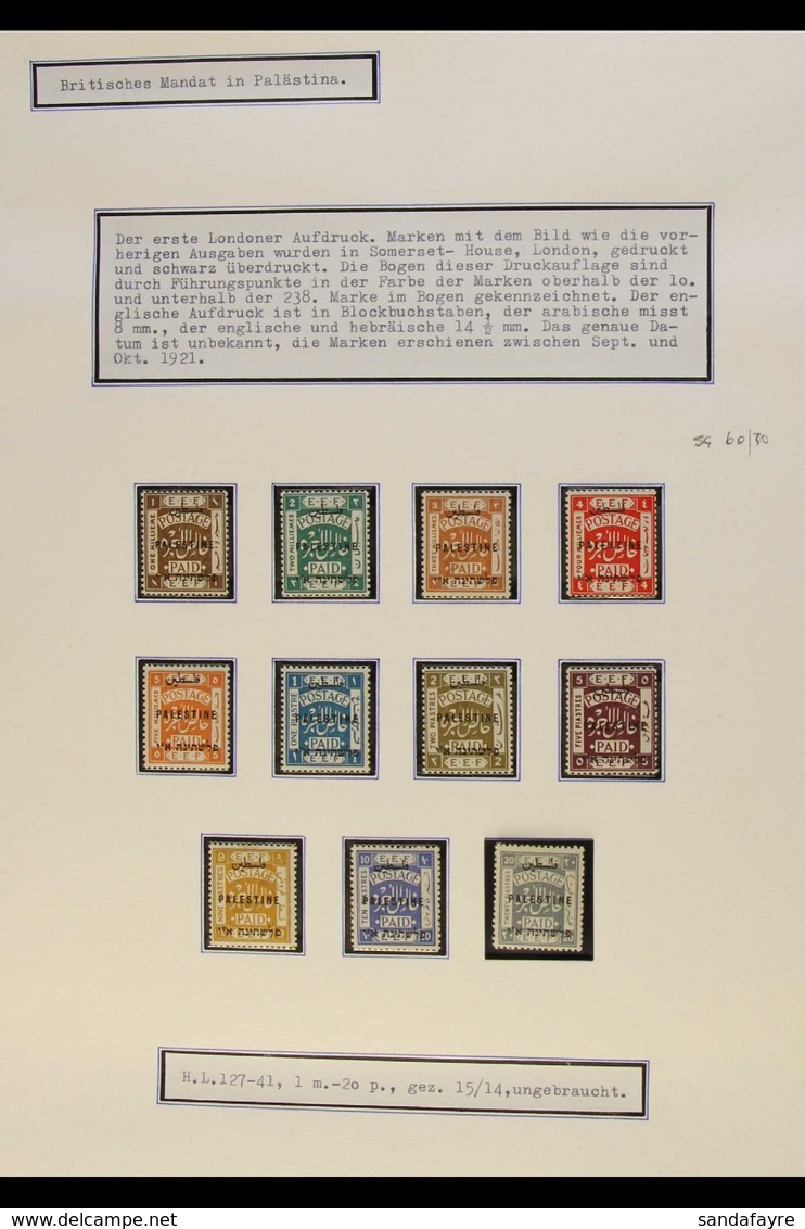 1921-2 MINT COLLECTION "Palestine" Ovpt In Sans-serif Letters Complete Set, Includes 1921-2 Somerset House Ovpts Set, SG - Palestine