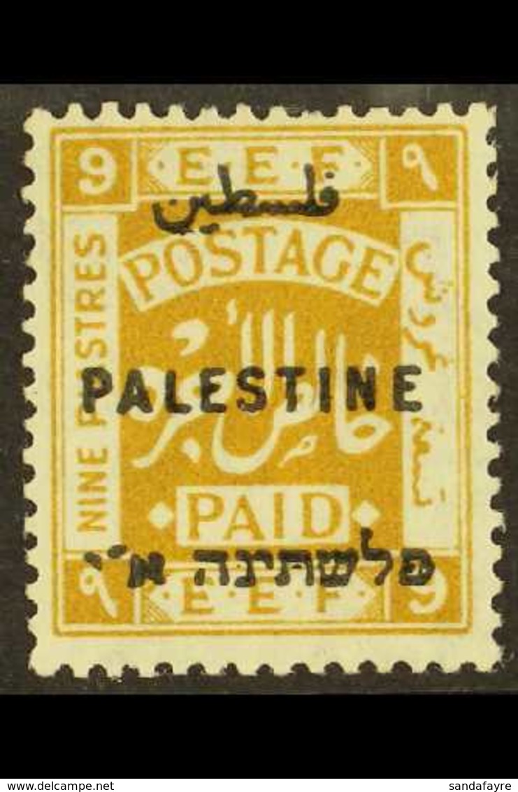 1922 9p Ochre, SG Type 8 Overprint, Perf.14, SG 82b, Fine Mint. For More Images, Please Visit Http://www.sandafayre.com/ - Palästina