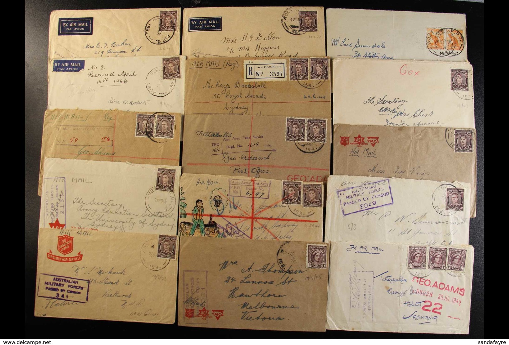 WW2 AUSTRALIAN FORCES - AUST F.P.O. DATESTAMPS A Fine Collection Of Covers Back To Australia, Or One To NZ, Bearing Aust - Papua New Guinea