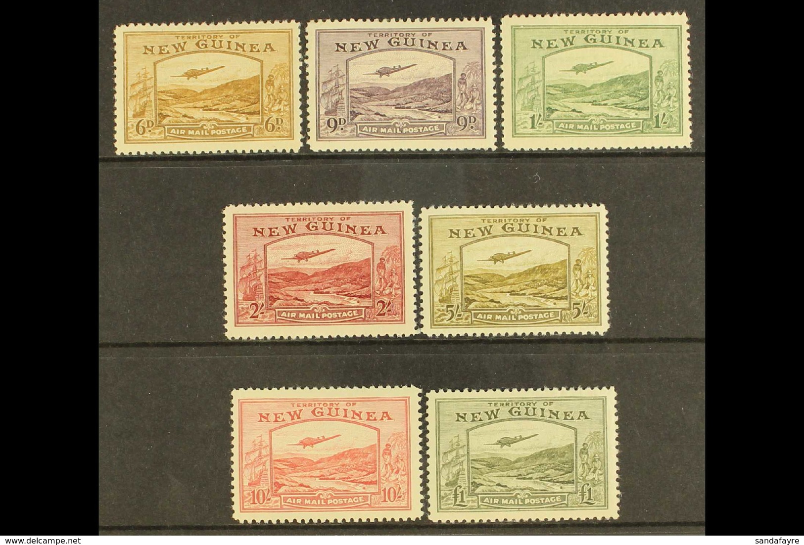 1939 Air Complete 6d To £1, SG 219/225, Very Fine Lightly Hinged Mint. Fresh & Attractive (7 Stamps) For More Images, Pl - Papua New Guinea
