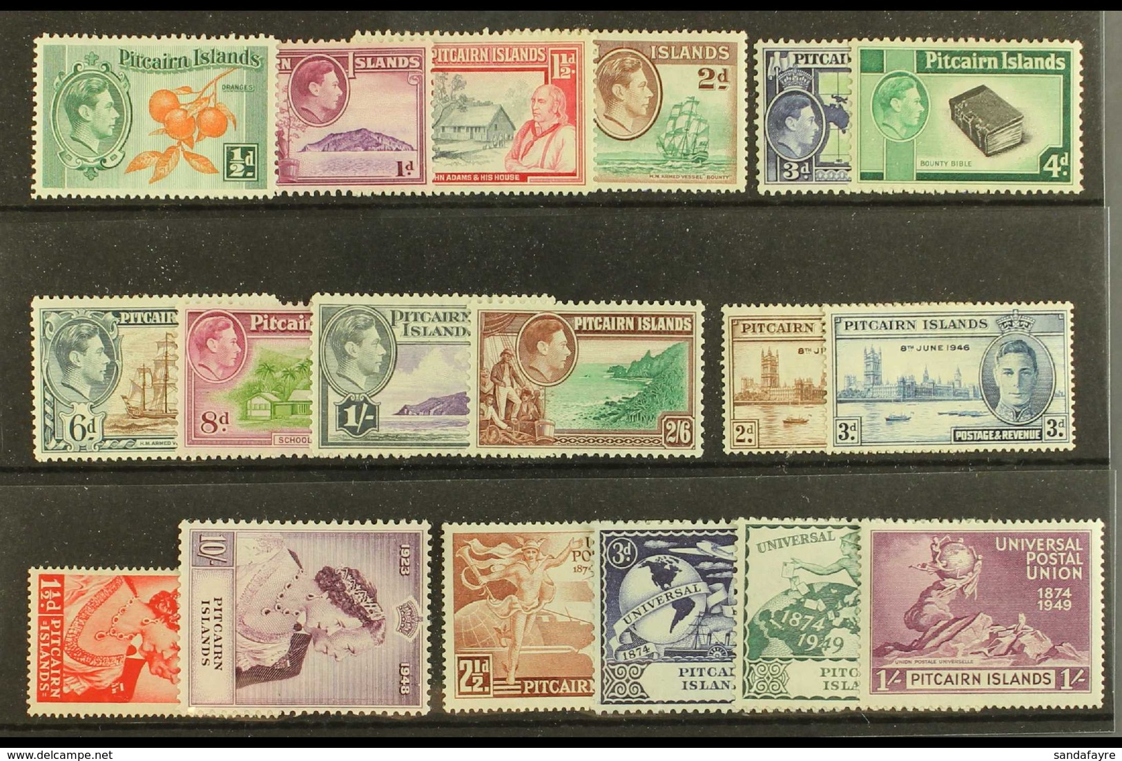 1940-52 KGVI COMPLETE MINT Collection On A Stock Card, SG 1/16, Fine Mint (18 Stamps) For More Images, Please Visit Http - Pitcairn