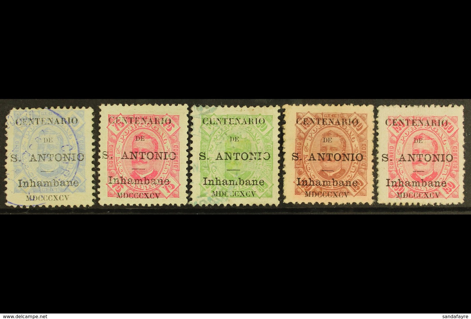 INHAMBANE 1895 St Anthony Opts On Carlos Types Complete Basic Set With Perf 11½ 50r Used, 80r Used, And 100r Mint, Plus  - Autres & Non Classés
