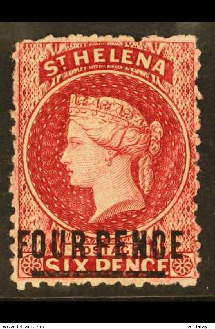 1864-80 4d Carmine With Type B Surcharge, Perf 12½, SG 14, Mint, Light Gum Bend. For More Images, Please Visit Http://ww - St. Helena