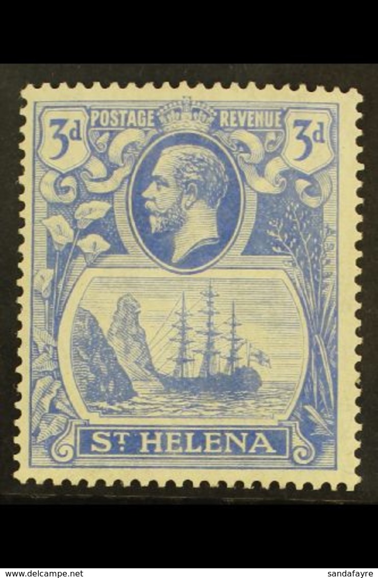 1922-37 3d Bright Blue "Cleft Rock" Variety, SG 101c, Fine Mint For More Images, Please Visit Http://www.sandafayre.com/ - Saint Helena Island