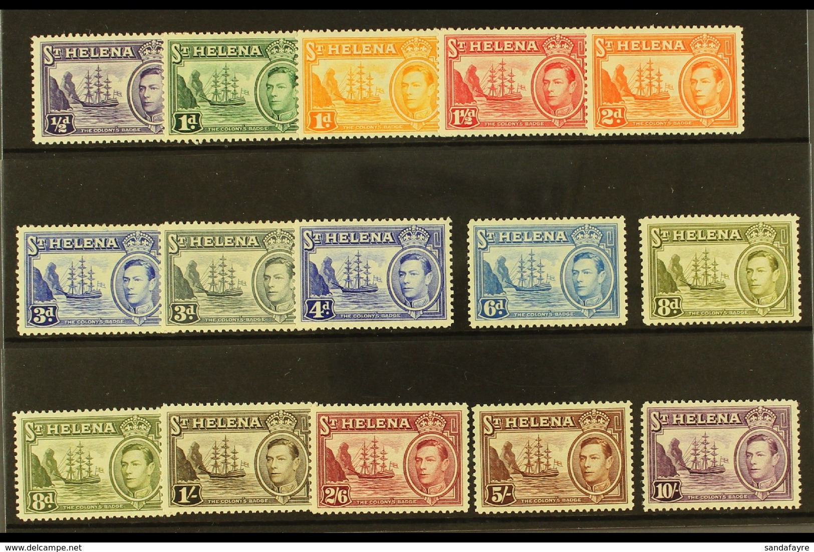 1938-44 Pictorial Definitive Set Plus 8d Listed Shade, SG 131/40, Fine Mint (15 Stamps) For More Images, Please Visit Ht - Sainte-Hélène