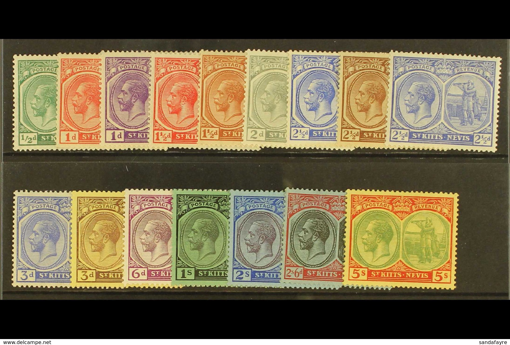 1921-29 Complete Script Set, SG 37/47c, Fine Mint. (16) For More Images, Please Visit Http://www.sandafayre.com/itemdeta - St.Kitts And Nevis ( 1983-...)