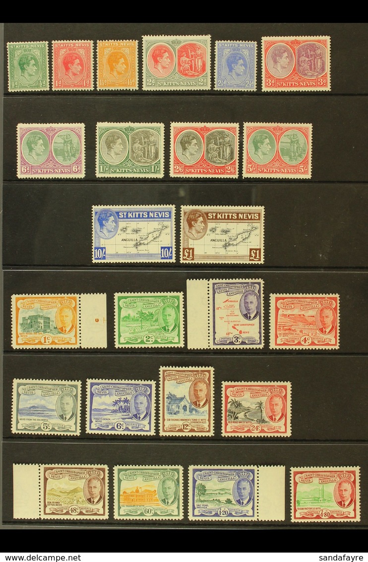 1938-1952 DEFINITIVE SETS. 1938-50 Complete Set, SG 68/77f (all High Values Are NHM) And 1952 Complete Set, SG 94/105, F - St.Kitts And Nevis ( 1983-...)