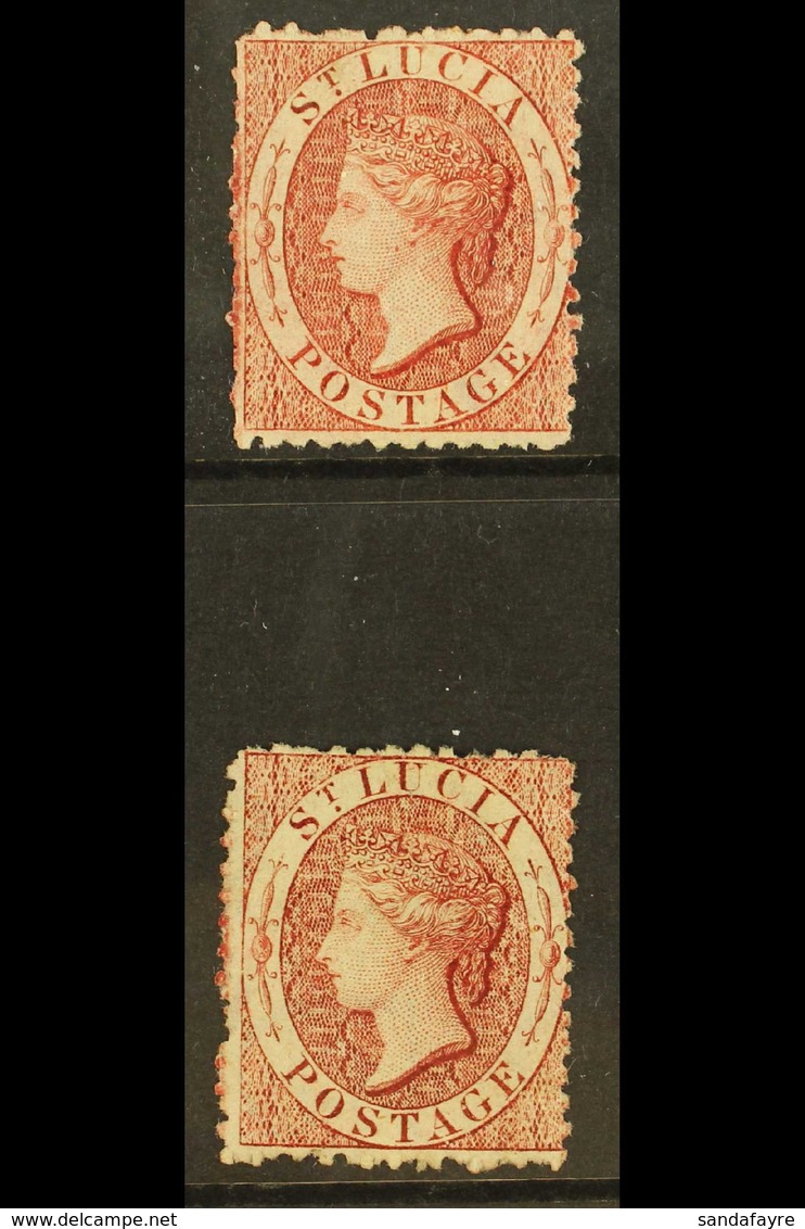 1863 1d Lake & 1d Brownish Lake, Both With Reversed Watermarks, SG 5ax, SG 5bx, Mint (2 Stamps) For More Images, Please  - Ste Lucie (...-1978)