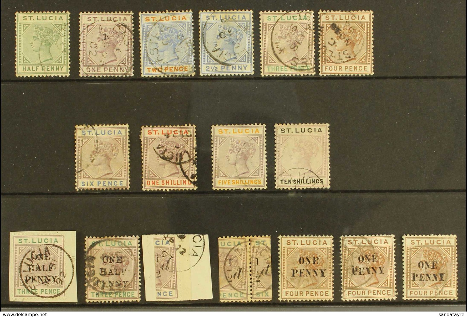 1891-92 COMPLETE USED COLLECTION Inc 1891-98 (Die II) Complete Set Plus 1891-92 Surcharges Including ½d On 3d Both Dies  - Ste Lucie (...-1978)