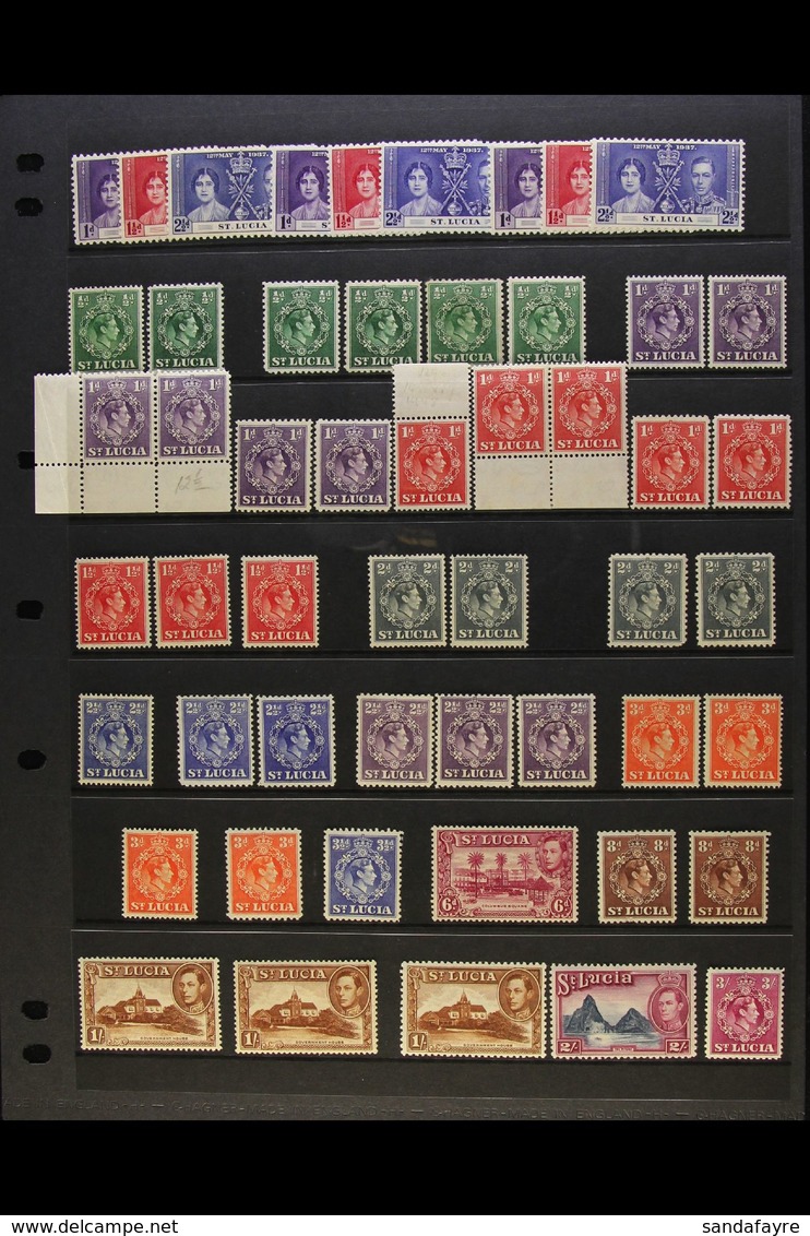1937-52 KGVI MINT COLLECTION Presented On A Pair Of Stock Pages With Many Shades, Perforation Variants & Better Values.  - Ste Lucie (...-1978)
