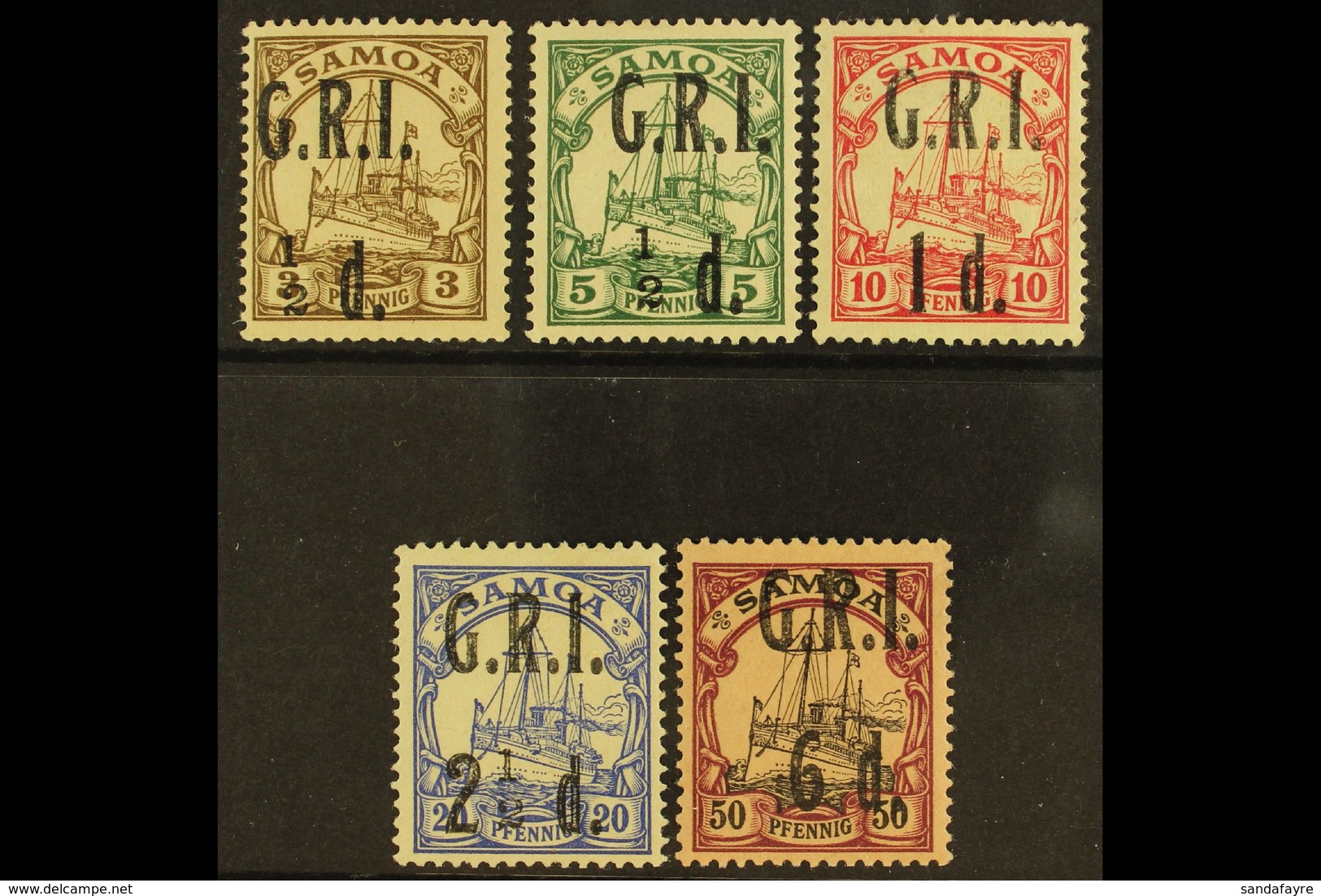 1914 "G.R.I." Surcharges Set To 2½d On 20pf (SG 101/04), Plus 6d On 50pf (SG 108), Fine Fresh Mint. (5 Stamps) For More  - Samoa