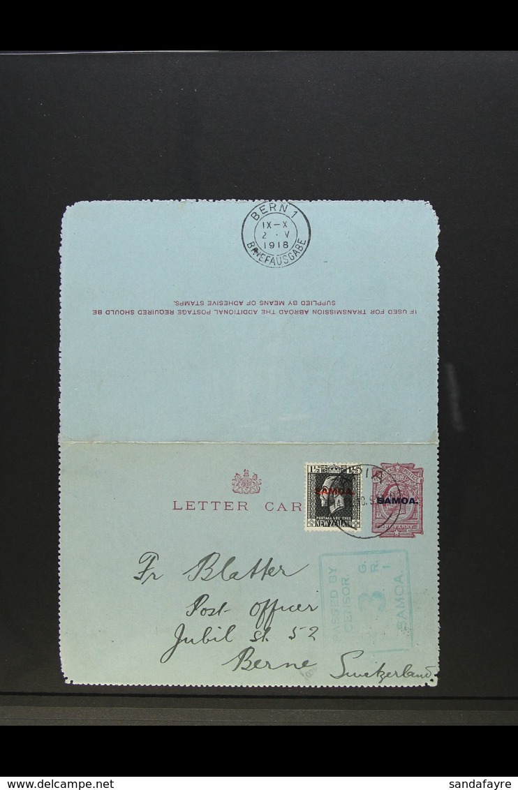 1918 LETTER CARD GENUINE USE Of 1d Letter Card, Uprated With KGV 1½d Slate, Interesting Message Written In English Relat - Samoa (Staat)