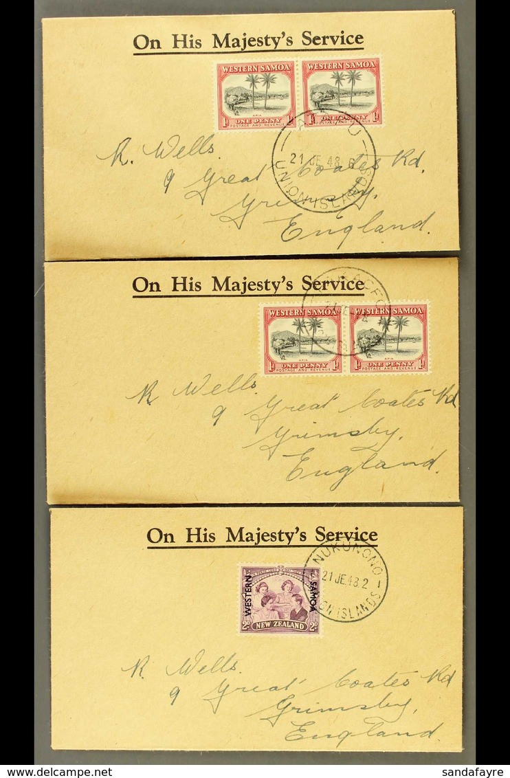 USED IN TOKELAU 1948 Three Printed Official 'OHMS' Covers Addressed To England With Stamps Tied By "Nukunono", "Fakaofo" - Samoa