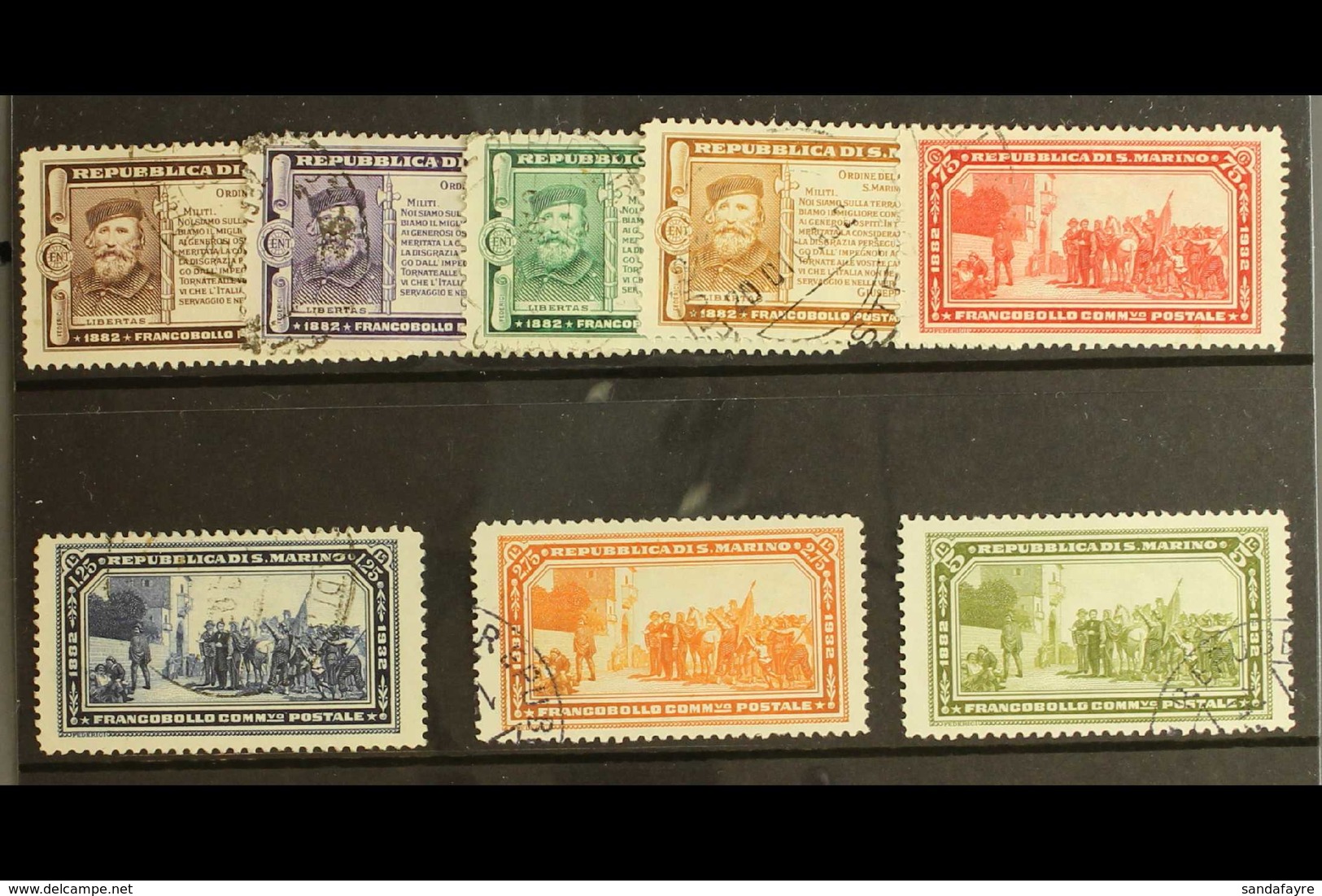 1932 Garibaldi Anniversary Complete Set, Sass S31, Very Fine Used. Cat €700 (£525)  (8 Stamps) For More Images, Please V - Other & Unclassified