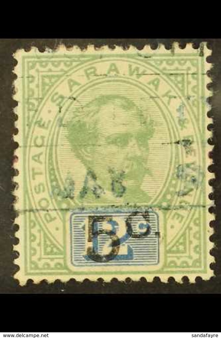 1889-92 5c On 12c Green And Blue With Type 9 Surcharge (with Stop After "C"), SG 26, Fine Used With Blue Railway Cancel. - Sarawak (...-1963)